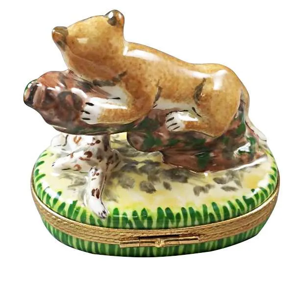 Cougar With Baby Limoges Box by Rochard™