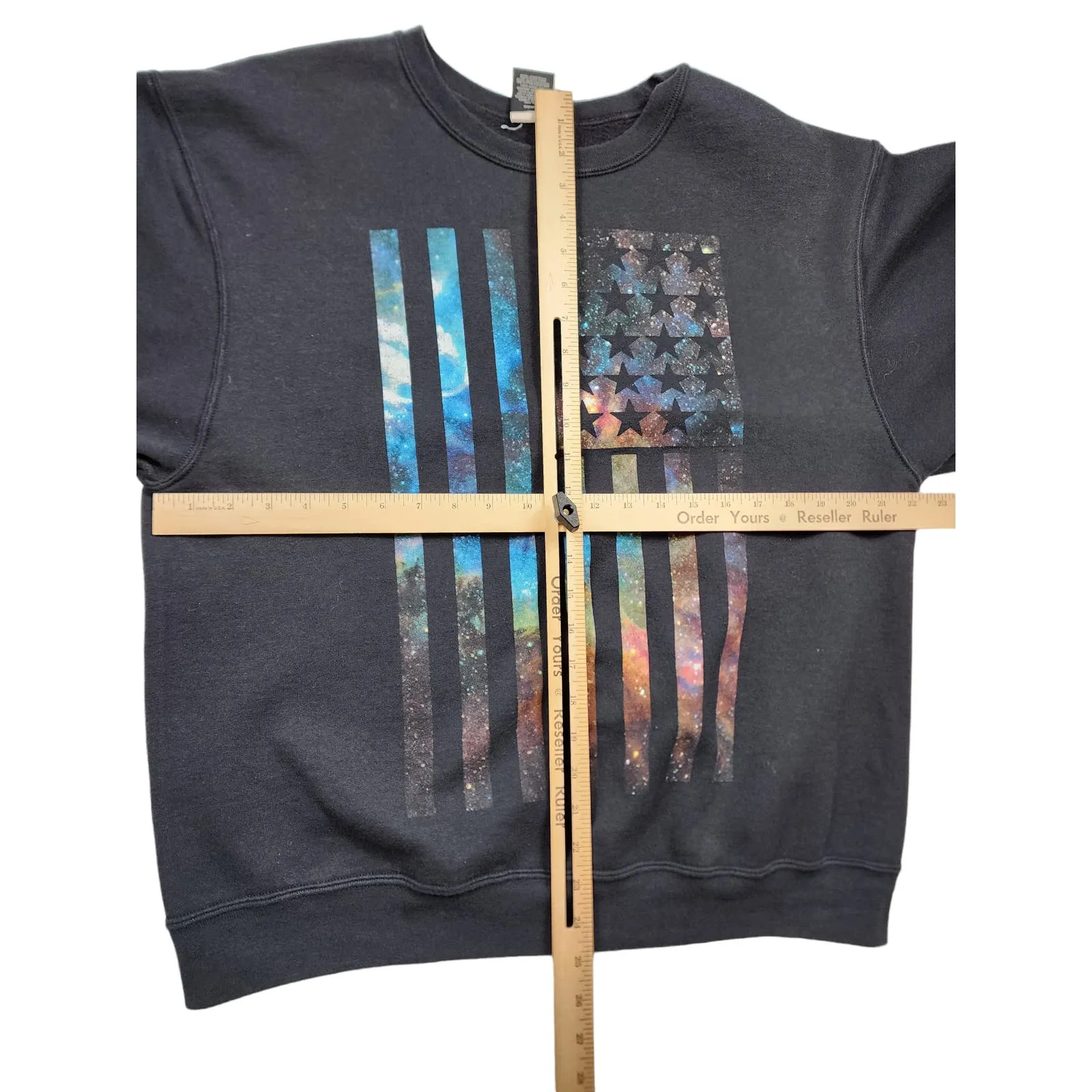 Hawk Sweatshirt Mens Large American Flag Patriotic Galaxy Pullover Streetwear