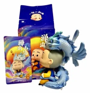 Little Zen Monk #11 Silver Dragon, By Bejing Pop Mart,  3"- 4" Tall, Vinyl Resin Blind Box Figurine