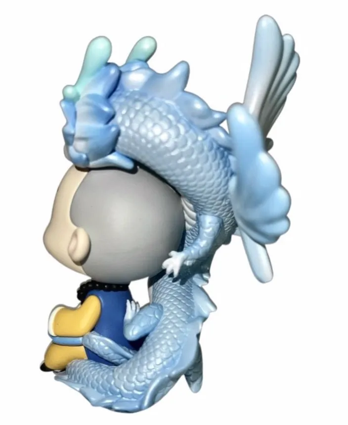 Little Zen Monk #11 Silver Dragon, By Bejing Pop Mart,  3"- 4" Tall, Vinyl Resin Blind Box Figurine