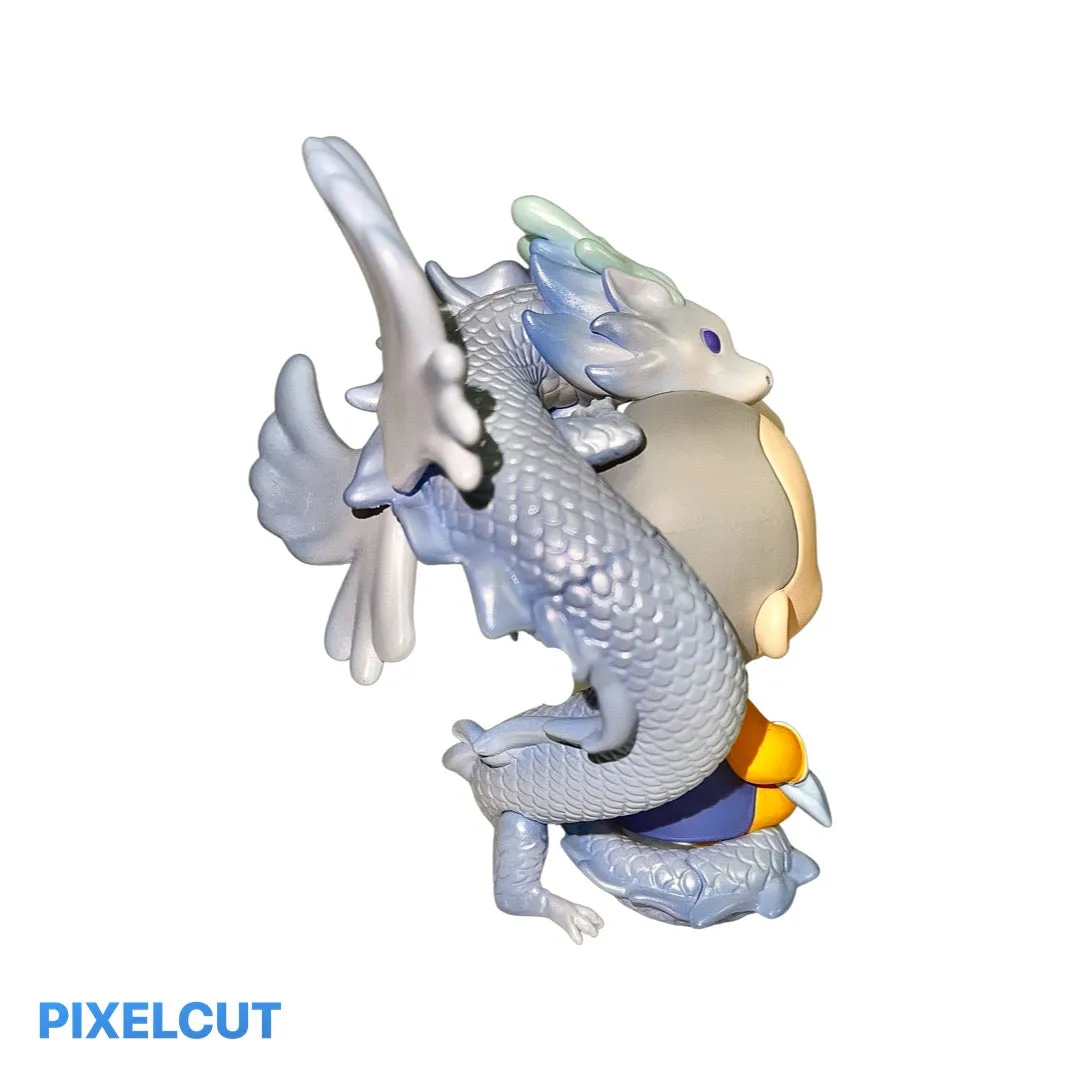 Little Zen Monk #11 Silver Dragon, By Bejing Pop Mart,  3"- 4" Tall, Vinyl Resin Blind Box Figurine