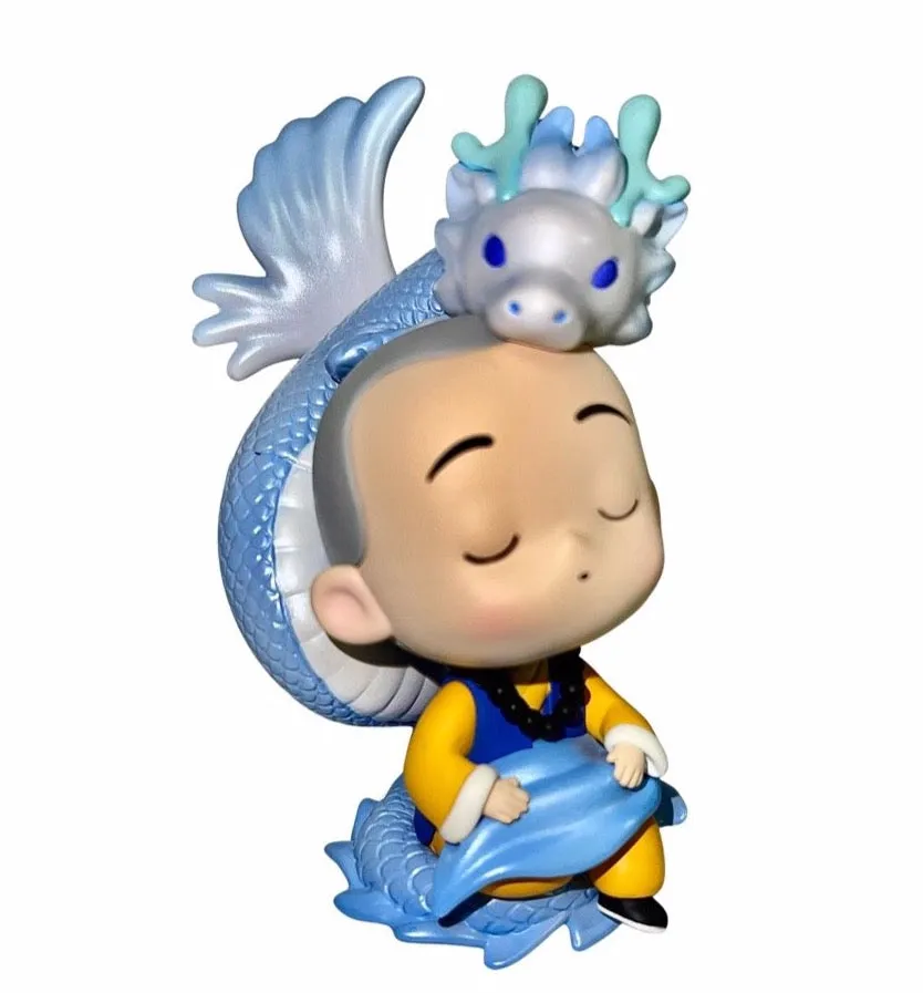 Little Zen Monk #11 Silver Dragon, By Bejing Pop Mart,  3"- 4" Tall, Vinyl Resin Blind Box Figurine
