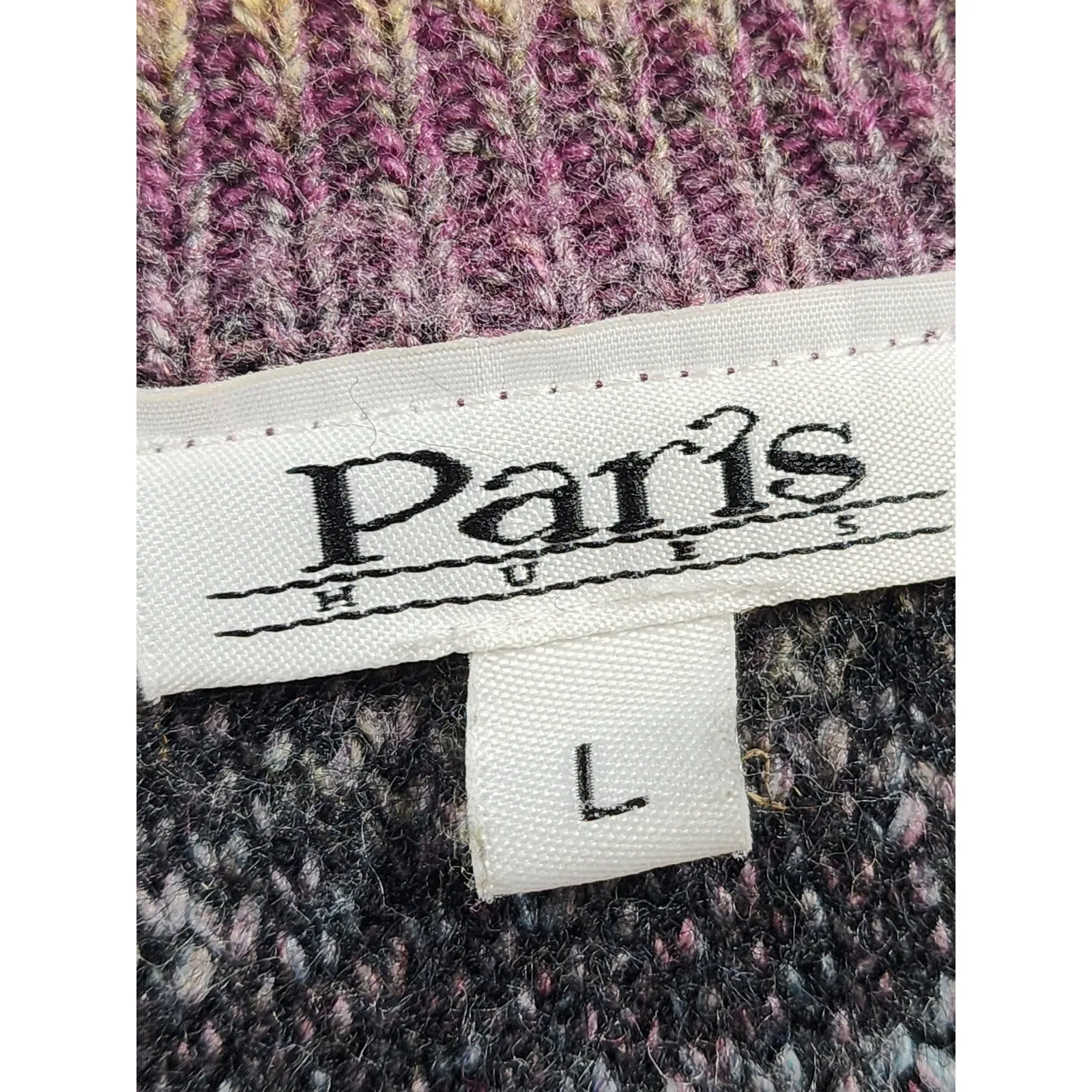 Paris Hues Cardigan Sweater Women Large Fair Isle Colorful Knit Boho Chic V Neck