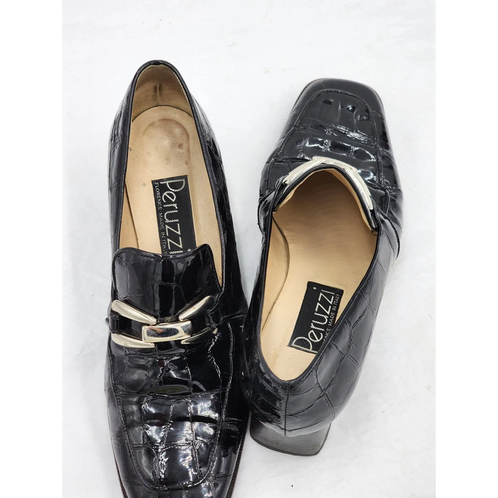 Peruzzi Shoes Women Size 6.5 37 Florence Italy Loafers Square Toe Sophistication