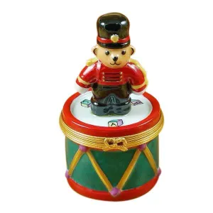Teddy Bear On Drum Limoges Box by Rochard™